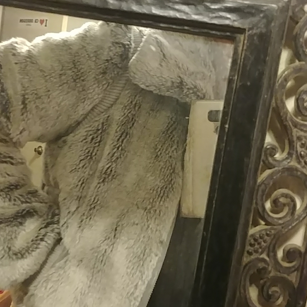 grey faux fur jacket
